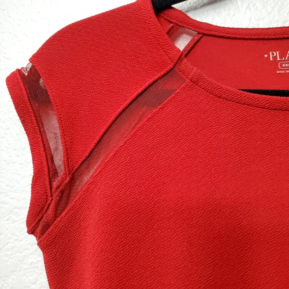 The Children's Place◇Girl's Red Fit & Flare Dress With‎ Mesh Details◇Size XXL 16